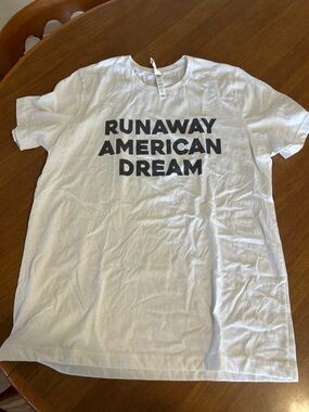 Bella Canvas White Tee with Black RUNAWAY AMERICAN DREAM Graphic